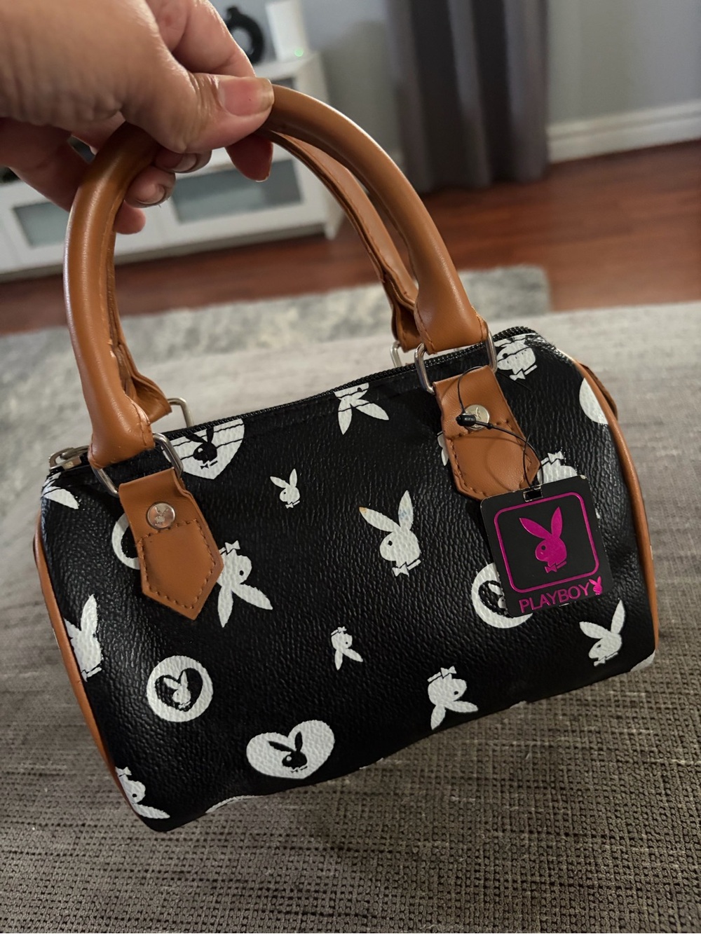 Playboy Y2K 2007 Deadstock RARE Bunny Print Mini Barrel Bag Handbag NEW W TAG